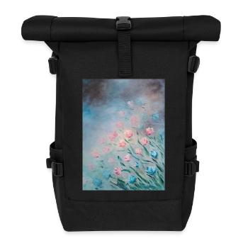 Impressionist Flower Blossom Artwork - Roll Top Backpack - black - Front