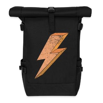Lightning symbol in warm orange 3D - Roll Top Backpack - black - Front