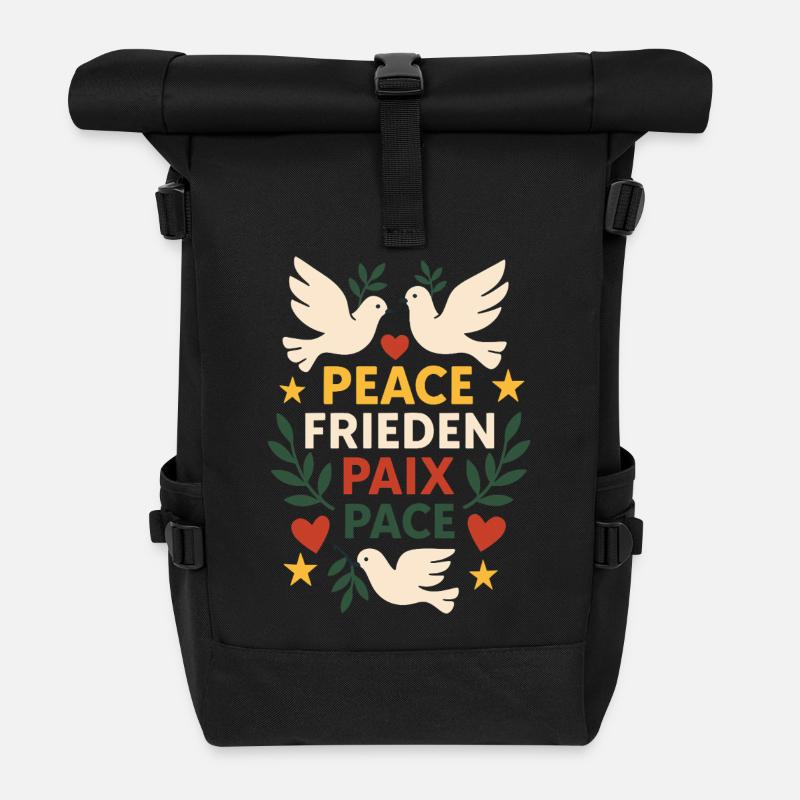 Weltfrieden Tauben - Rolltop Rucksack - Schwarz