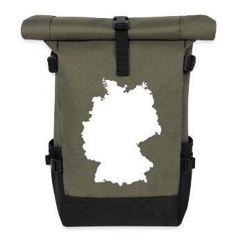 Germany Map Silhouette Contour - Roll Top Backpack - olive/black - Front