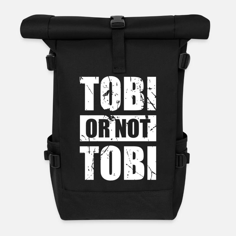 Tobi or not Tobi - Original Retro Design - Rolltop Rucksack - Schwarz