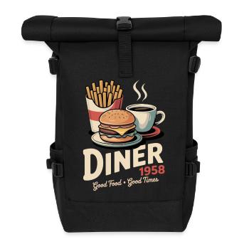 Diner 1958 - Rolltop Rucksack - Schwarz - Vorne