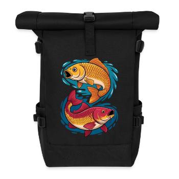 Carp in the water splash - Roll Top Backpack - black - Front