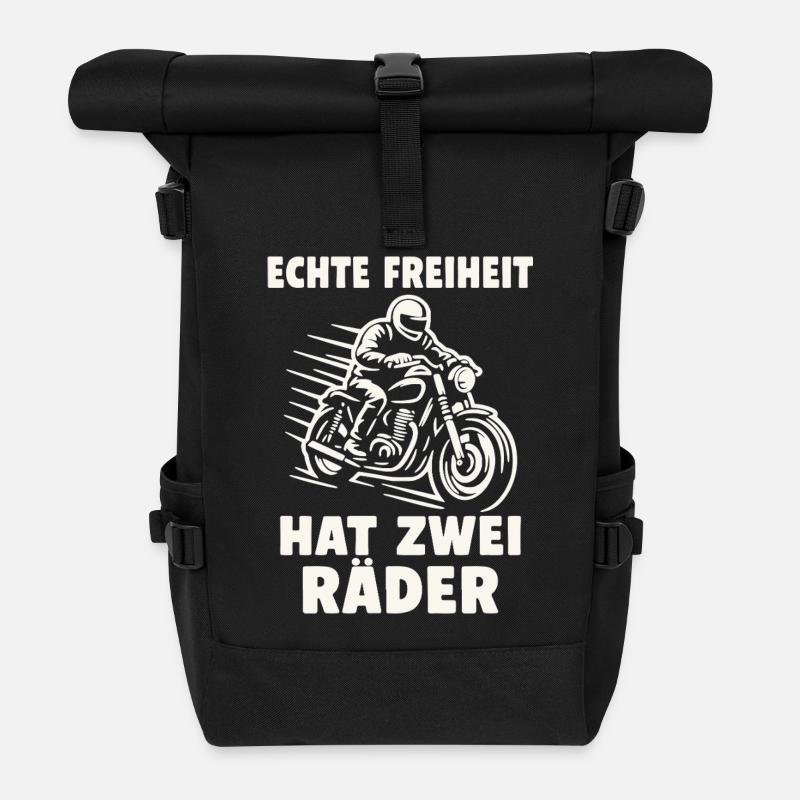 Real freedom has two wheels - Roll Top Backpack - black