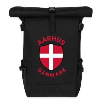 Aarhus Denmark Flag Shield - Roll Top Backpack - black - Front