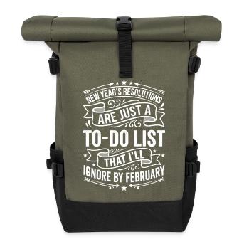 New Year's Resolution To Do List Saying - Roll Top Backpack - olive/black - Front