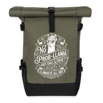 No Prob-Llama Chill & Chew - Rolltop Rucksack - Olive/Schwarz - Vorne