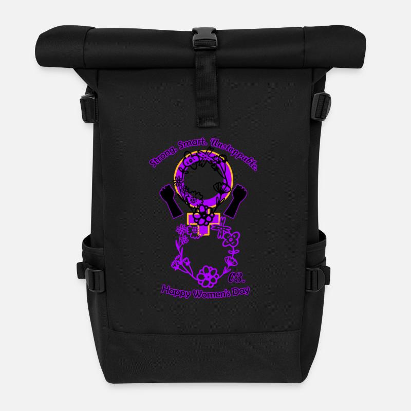 International Women's Day Design - Roll Top Backpack - black