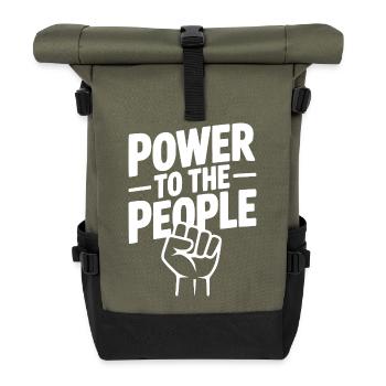 Macht für das Volk - Rolltop Rucksack - Olive/Schwarz - Vorne