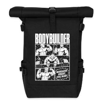 Bodybuilder Training Comic Stolz - Rolltop Rucksack - Schwarz - Vorne