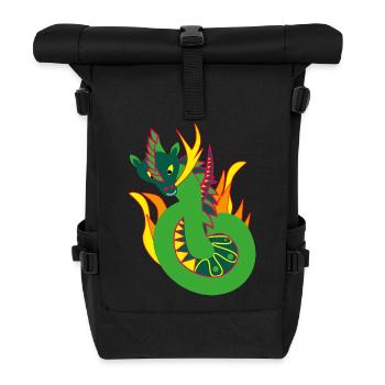 Feuerdrachen, Abstraktion - Rolltop Rucksack - Schwarz - Vorne