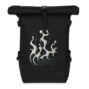 Abstract Black White Dance Party - Roll Top Backpack - black - Front