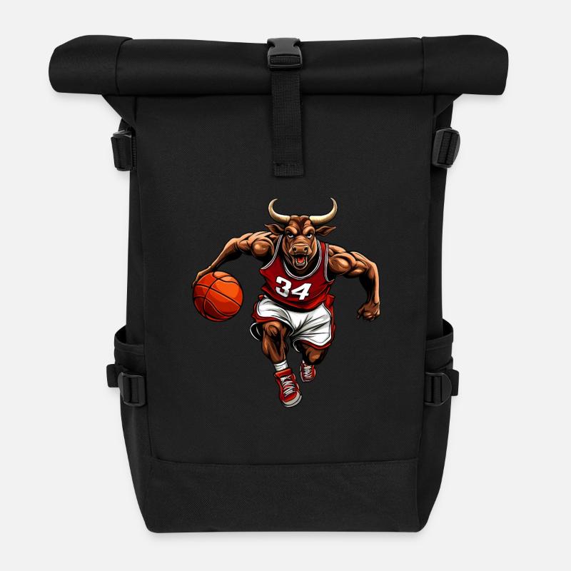Basketball Bull - Roll Top Backpack - black