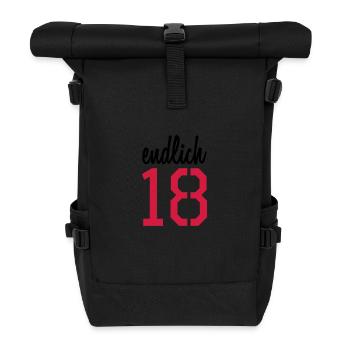 Endlich achtzehn Jahre Volljährig - Rolltop Rucksack - Schwarz - Vorne