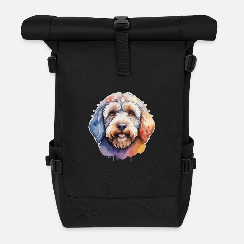 Labradoodle Hund Niedlich Bunt - Rolltop Rucksack - Schwarz