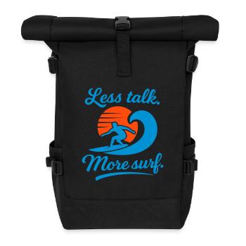 Less Talk More Surf – Retro Surfer Style - Roll Top Backpack - black - Front