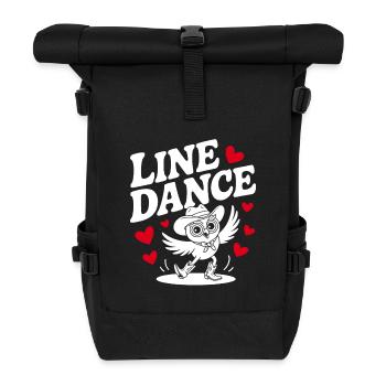 Line Dance Owl Funny Owl with Stetson and Boots - Roll Top Backpack - black - Front