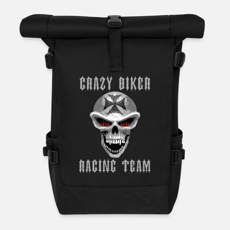Crazy Biker - Sac à dos roll top - noir