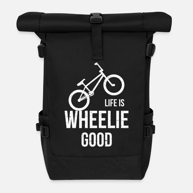 Life Is Wheelie Good - Roll Top Backpack - black