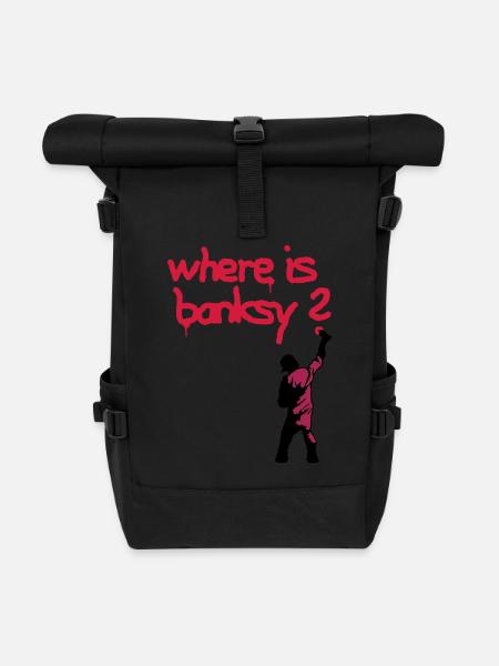 where is banksy - Rolltop Rucksack - Schwarz