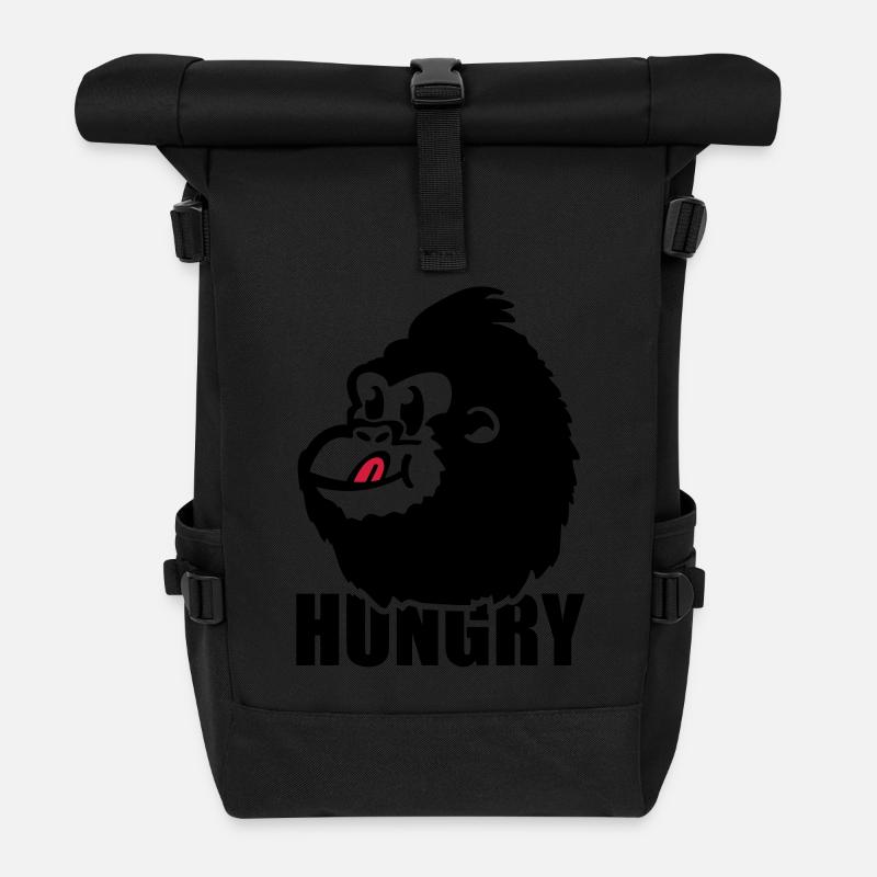 gorilla_hungry_pa2 - Roll Top Backpack - black