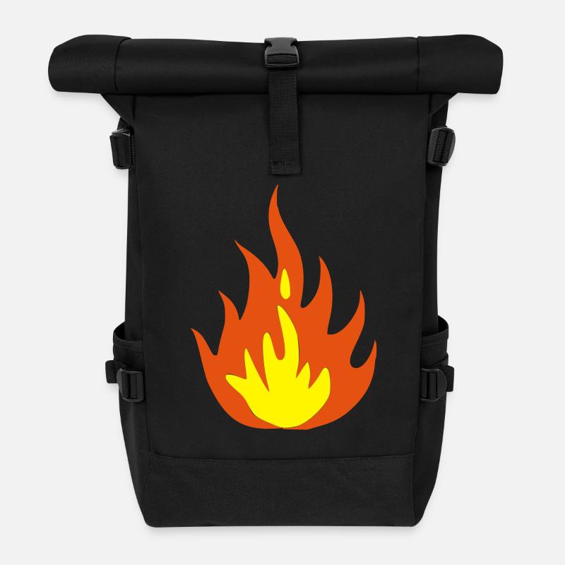 feu - flamme - Sac à dos roll top - noir