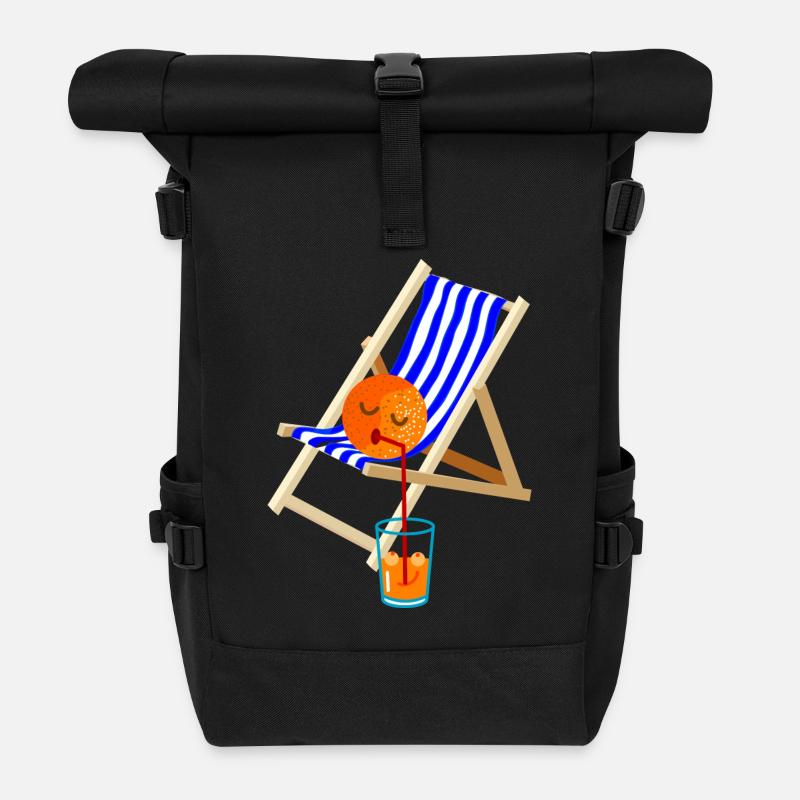 Orange im Liegestuhl - Rolltop Rucksack - Schwarz