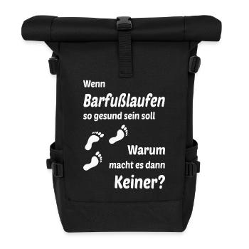 Barfußlaufen gesund - Rolltop Rucksack - Schwarz - Vorne