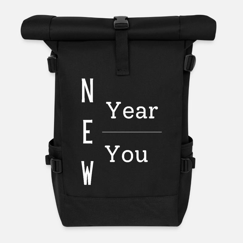 New Year New You, gift item, positive mindset - Roll Top Backpack - black