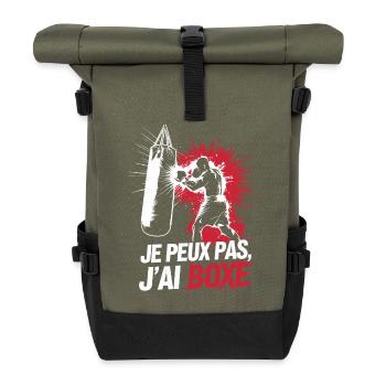 Je peux pas, j'ai boxe - Sac à dos roll top - olive/noir - Devant