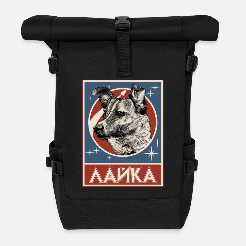 Sowjetischer Weltraumhund Laika - Rolltop Rucksack - Schwarz