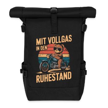 Rente Motorrad Ruhestand lustiger Spruch - Rolltop Rucksack - Schwarz - Vorne