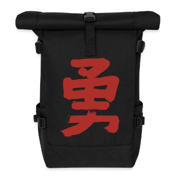Mut (Japanisch) Kanji Schrift - TUSCHE - Rolltop Rucksack - Schwarz - Vorne