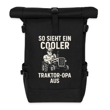 Traktor Opa - Rolltop Rucksack - Schwarz - Vorne