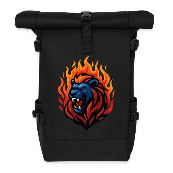 Löwe – Brüllende Flamme | Urbanes Zodiac-Maskottchen - Rolltop Rucksack - Schwarz - Vorne