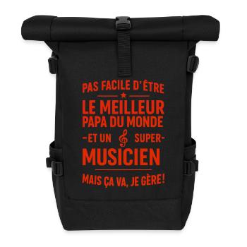 Super Papa Musicien idée cadeau fête des pères - Sac à dos roll top - noir - Devant
