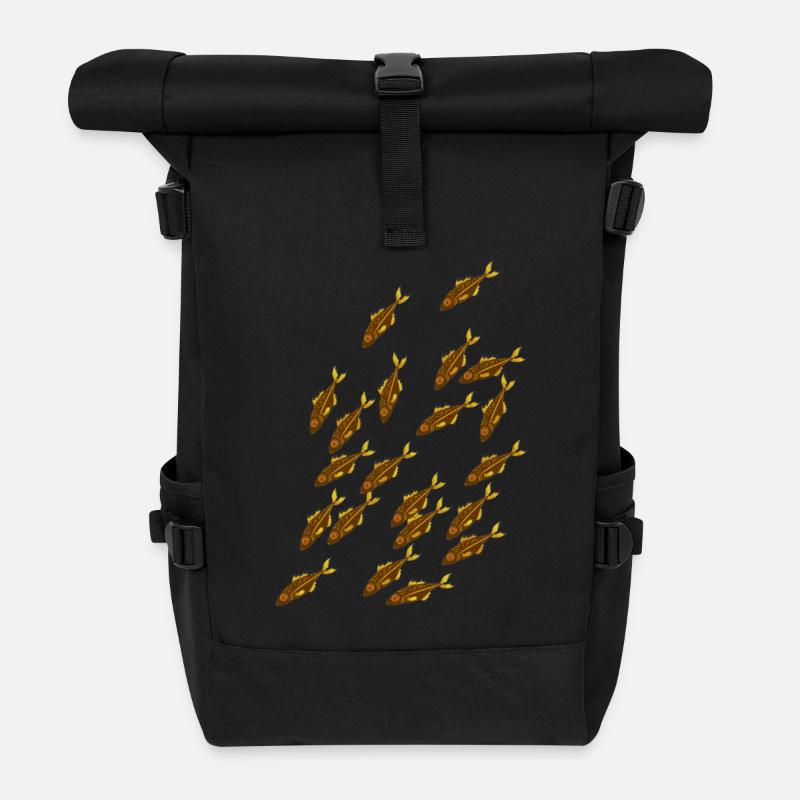 Fischschwarm - Rolltop Rucksack - Schwarz