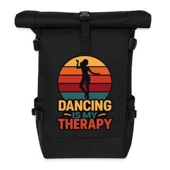 Dance is My Therapy – Retro Dance Design - Roll Top Backpack - black - Front