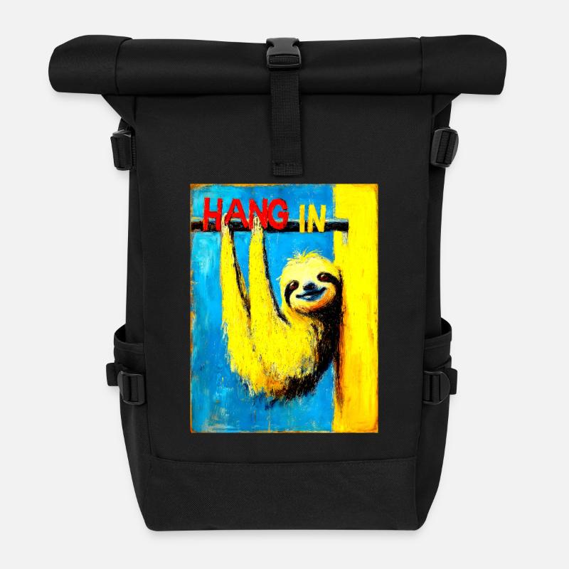 "Hang in there" by van Gogh - Rolltop Rucksack - Schwarz