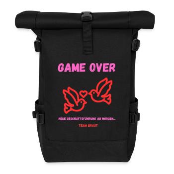 GAME OVER neue Geschäftsführung JGA Frauen  - Rolltop Rucksack - Schwarz - Vorne