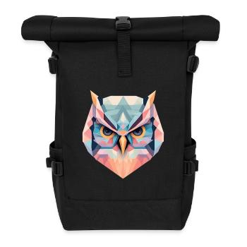Geometric Owl Gift - Roll Top Backpack - black - Front
