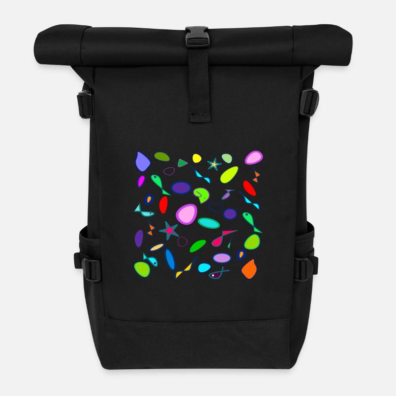 Ozean Pop Art Abstrakt - Rolltop Rucksack - Schwarz