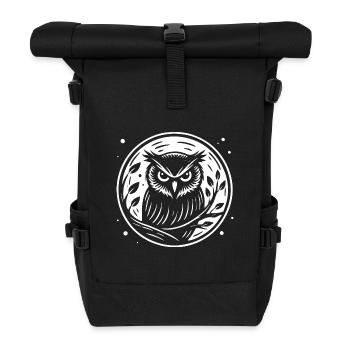 Eule in der Nacht Design – Geheimnisvoll - Rolltop Rucksack - Schwarz - Vorne