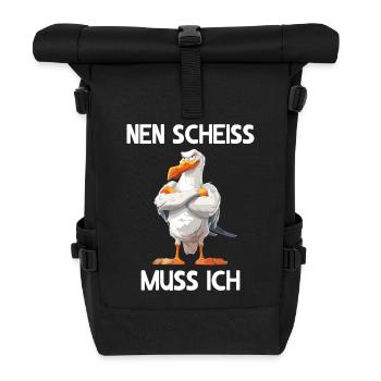 Möwe Seevogel Nen scheiss muss ich - Rolltop Rucksack - Schwarz - Vorne
