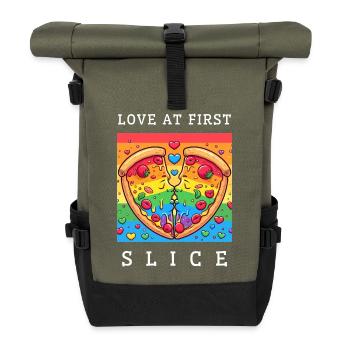 Liebe auf den ersten Schnitt - Rolltop Rucksack - Olive/Schwarz - Vorne