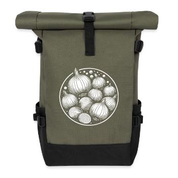 Stylish onion design – For kitchen fans with Ges - Roll Top Backpack - olive/black - Front