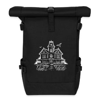 Gruseliges Geisterhaus – Halloween Design - Rolltop Rucksack - Schwarz - Vorne