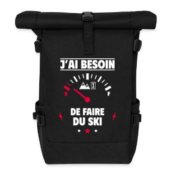 J’ai besoin de faire du ski,Ski,Skieur - Sac à dos roll top - noir - Devant