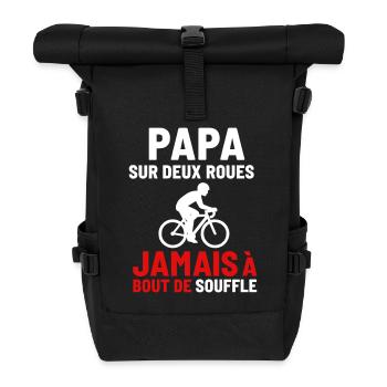 Papa sur deux roues Vélo Cyclisme fête des pères - Sac à dos roll top - noir - Devant