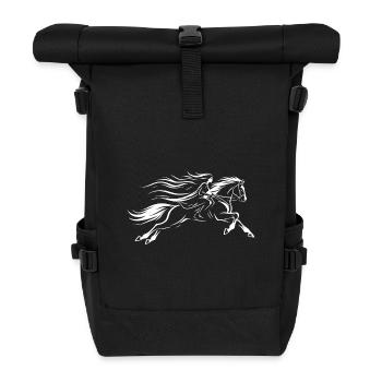 Reiten Design – Frau & Pferd Liebe - Rolltop Rucksack - Schwarz - Vorne
